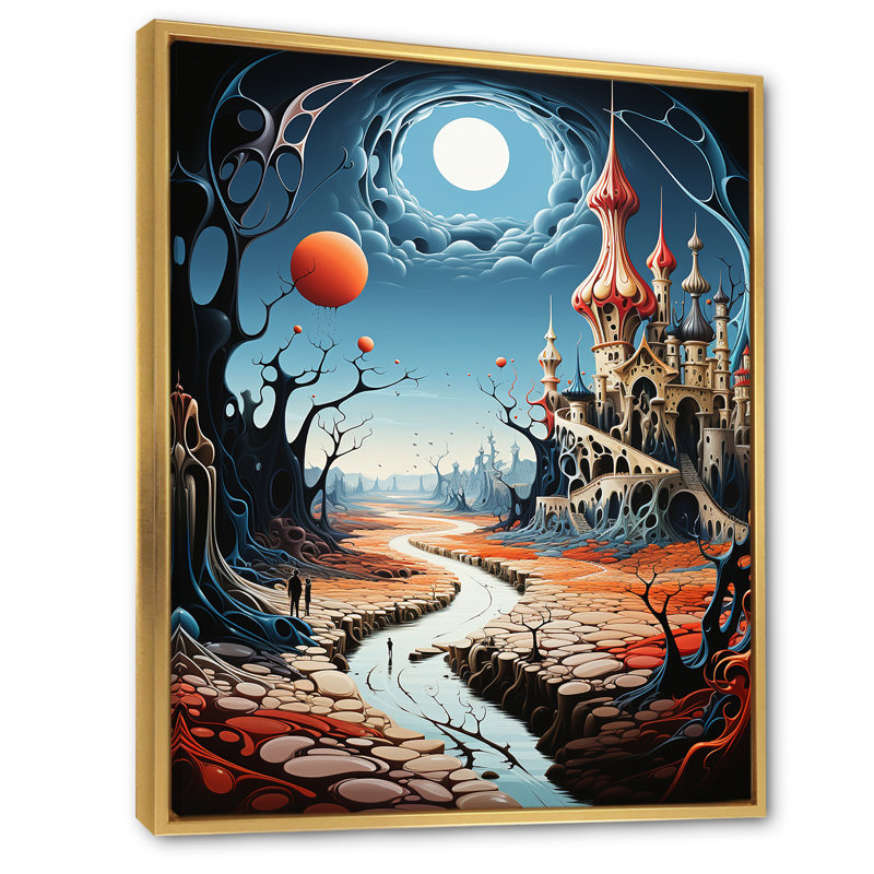 Madalynne surréalisme Dalis Wonderland sur toile, H 32 po x l 16 po x P 1 po, Cadre flottant doré