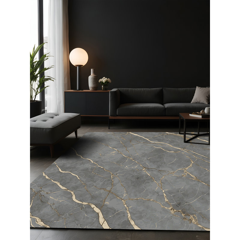 Tapis gris soyeux et moelleux, Carré 4 pi