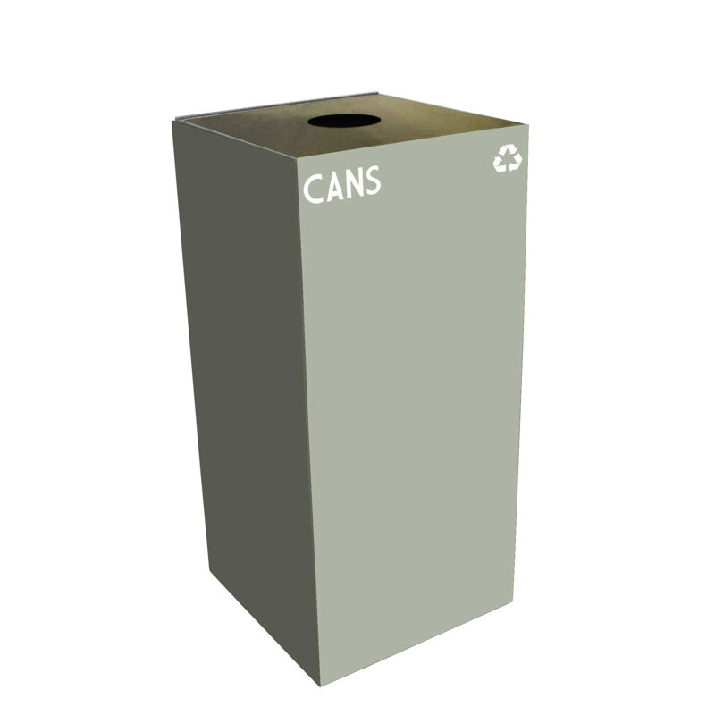 Poubelle de recyclage Geocube 24 gallons, Ardoise, Ouverture ronde pour les canettes, 32 gallons
