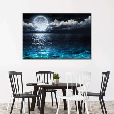 " Full Moon Over The Sea Canvas Print "