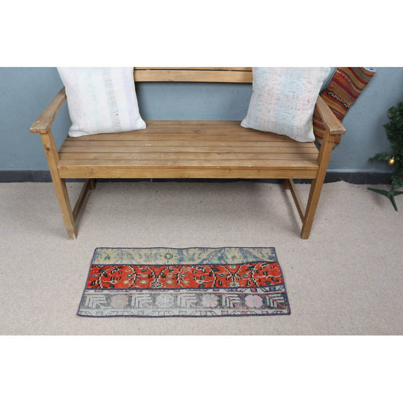Tapis turc rétro vintage en patchwork idéal pour les tapis de porte en laine rouge