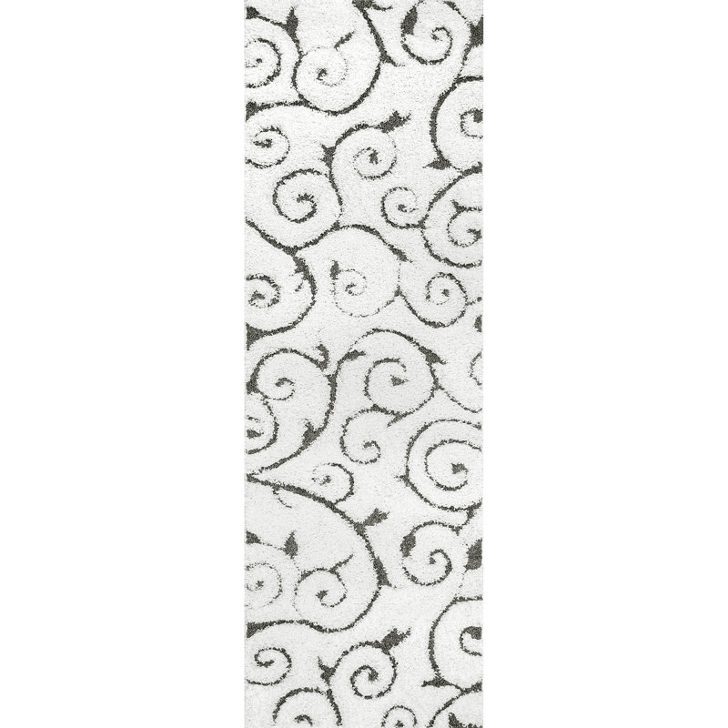Tapis beige à motif floral Nichole, Tapis de couloir 2 pi 8 po x 8 pi