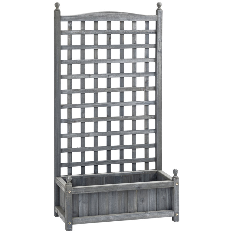 Wood Planter, Light Grey