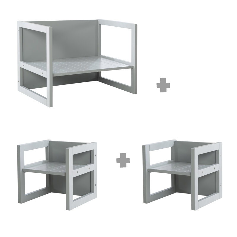 Kids 3 Piece Rectangular Play Table and Chair Set and Bench