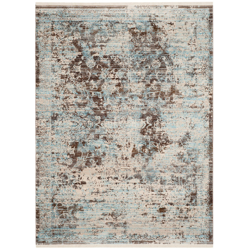 Tapis beige / gris / bleu Johnsville, Rectangle 3 pi x 5 pi
