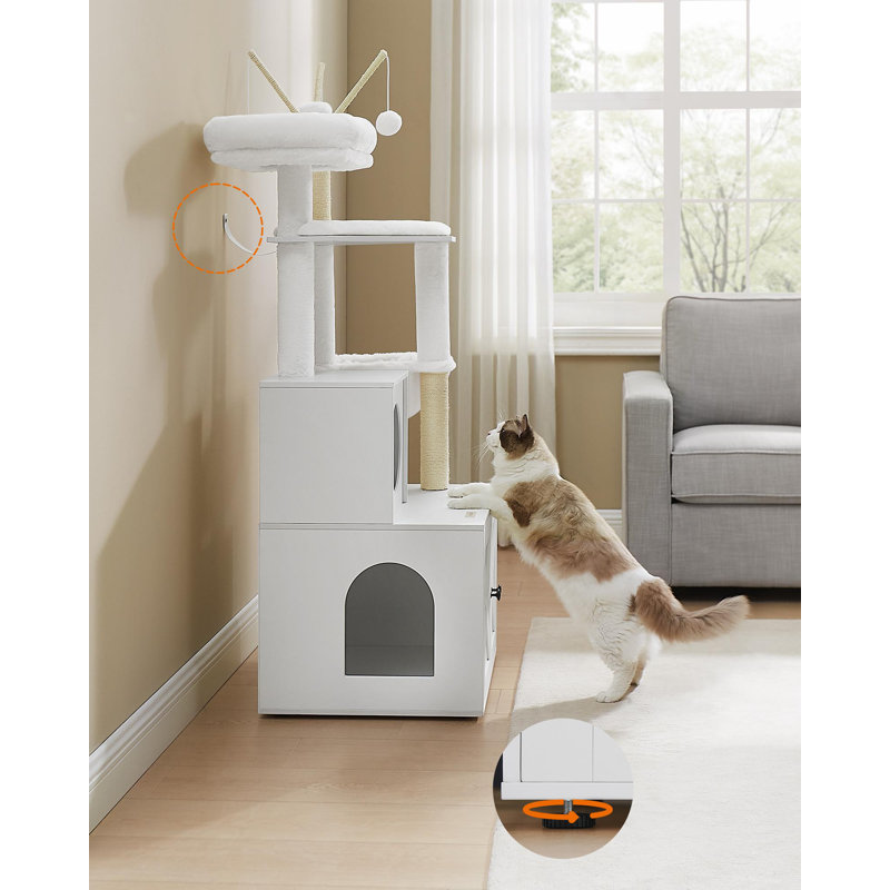 White Sisal 55.1" Cat Tree with Litter Box Enclosure