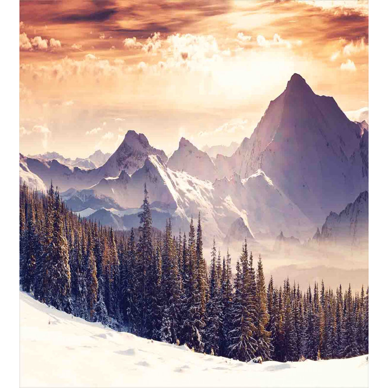 Twin Size Winter Landscape Microfiber Duvet Cover Set