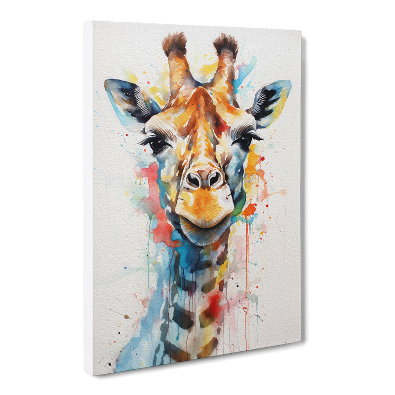 Giraffe Gestural No.2 - Wrapped Canvas, 50cm H x 35cm W x 3cm D