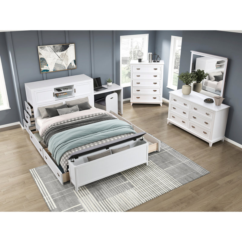 Commode moderne à 5 tiroirs 36,5 po Beckett, Blanc