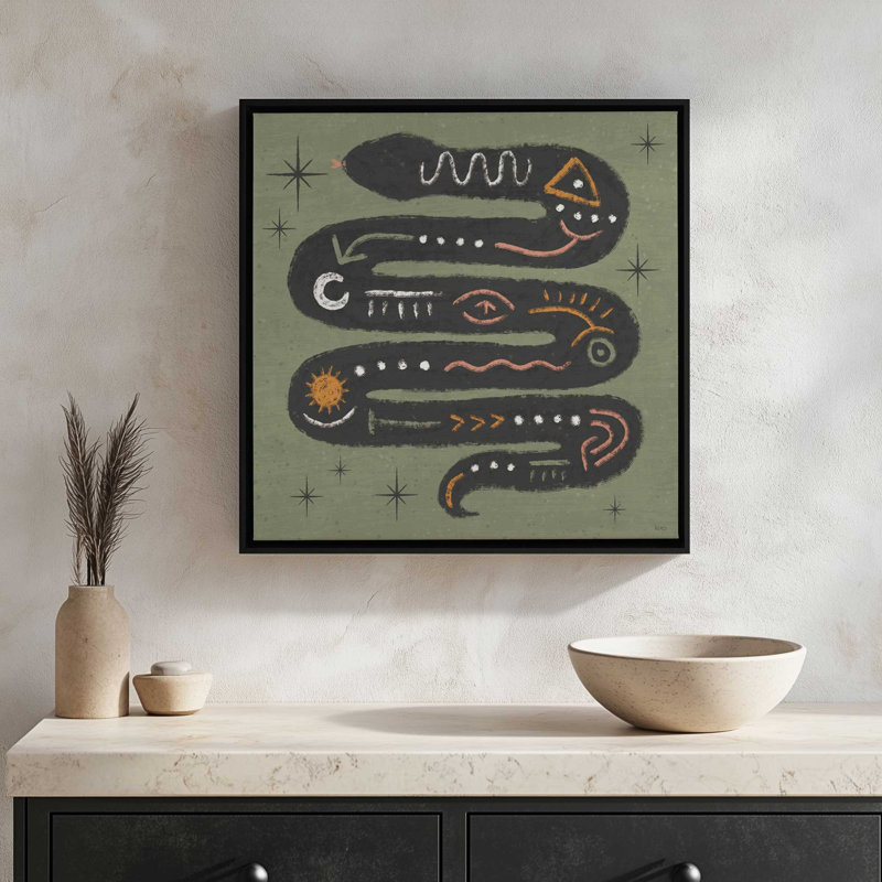 «Wee Bit Wicked IV» par Véronique Charron, reproduction d'art, L 20 po x H 20 po, Doré, Toile avec cadre