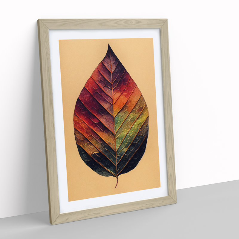 Leaf Painted - Single Picture Frame Painting, 34cm H x 25cm W x 2cm D, Oak