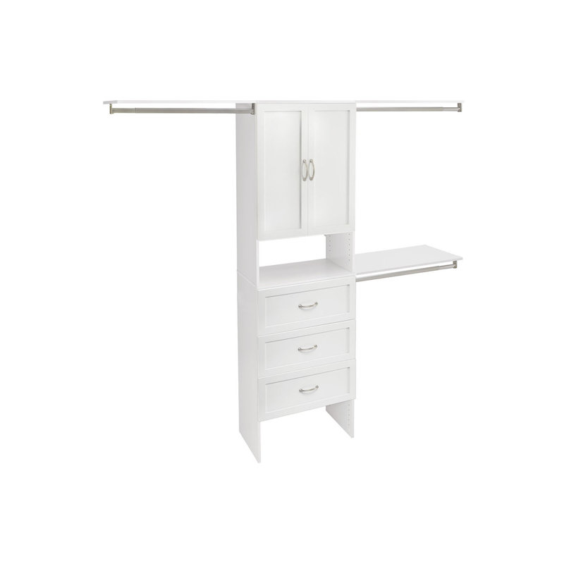 SuiteSymphony 84" W - 120" W Closet System with Drawers and Doors, Pure White