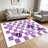 1PC Purple Checkerboard Floral Print area rugs for Living Room, Soft, All seasons, Easy-maintain, Washable Indoor mat, Farmhouse suitable for dining room, bedroom, kitchen, entryway, home office, balcony, Home Decor, Outdoor Decor.-96790006