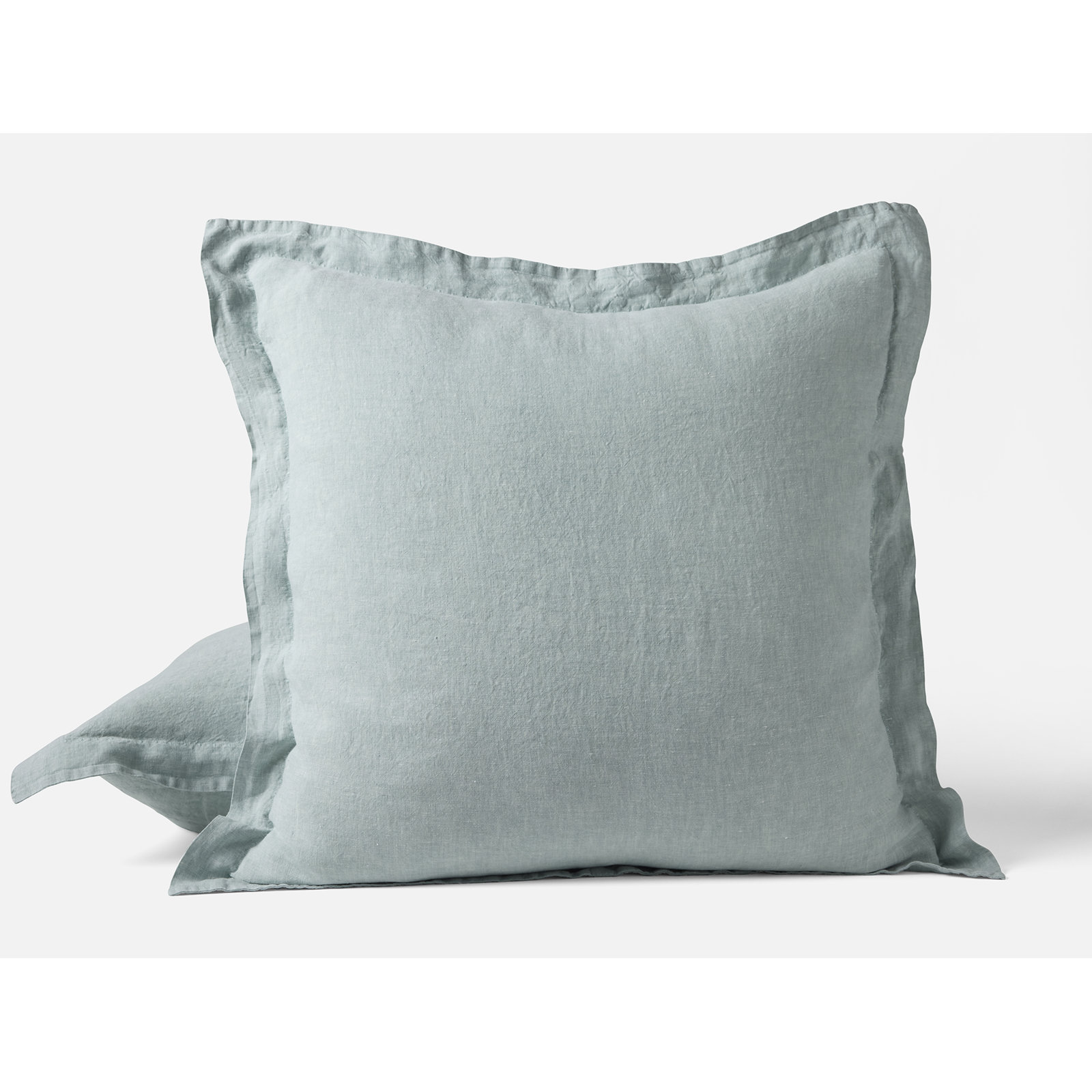 Coyuchi Organic Relaxed Linen Sham, Euro, Pacific Blue Chambray