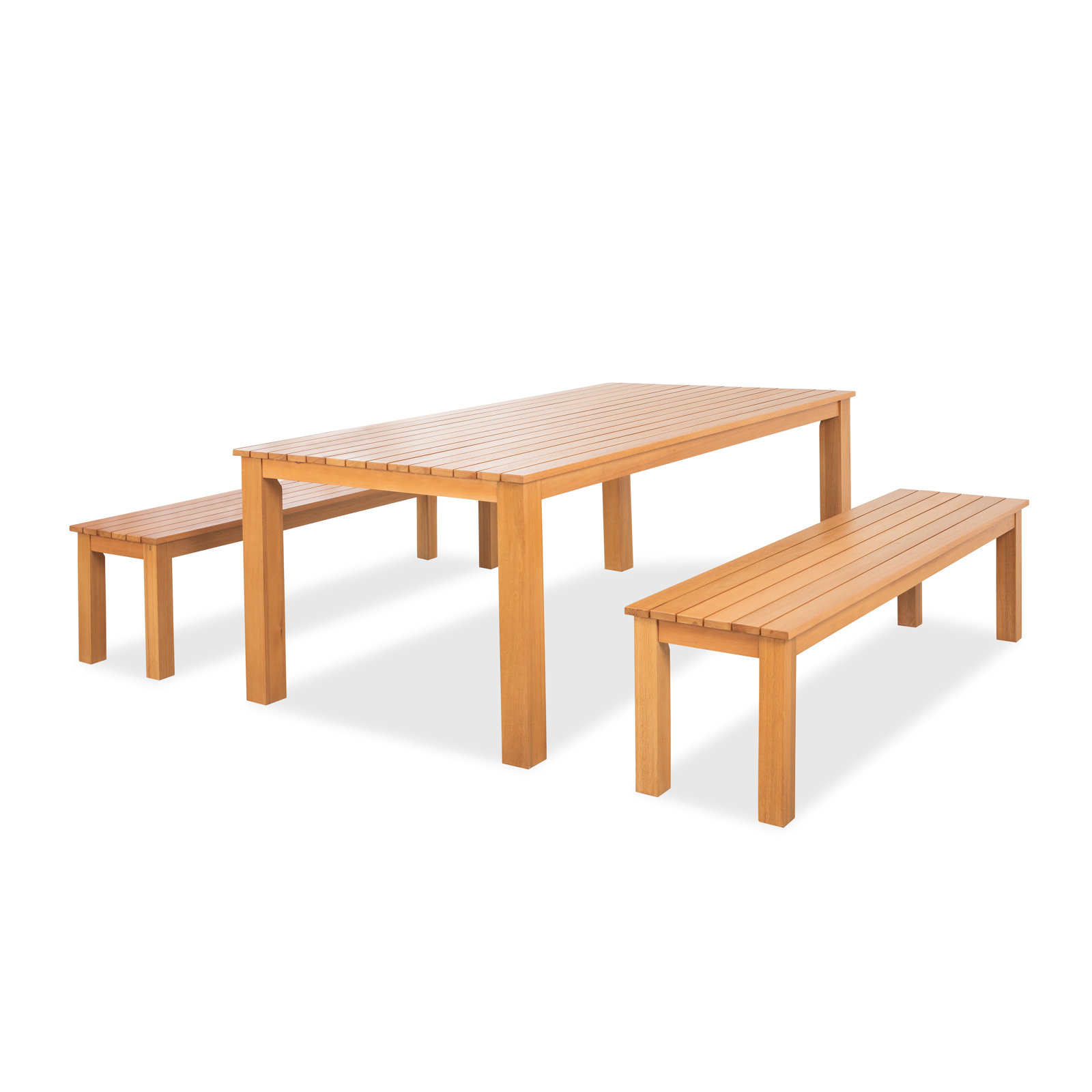 76"L Solid Eucalyptus Wood Outdoor Dining Set
