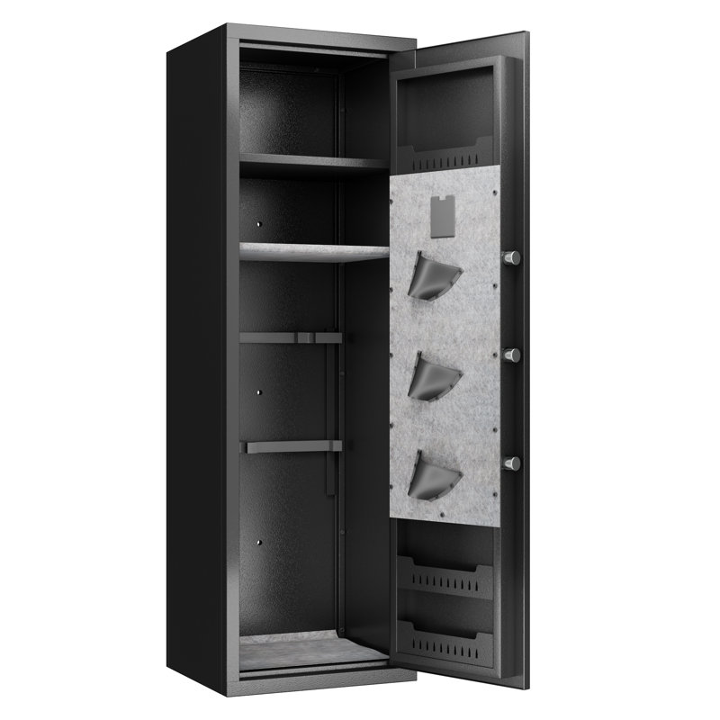 Coffres-forts pour armes à feu pour carabine et pistolets, coffre-fort électronique à empreinte digitale avec accès rapide, cloison amovible, aucun assemblage requis, noir
