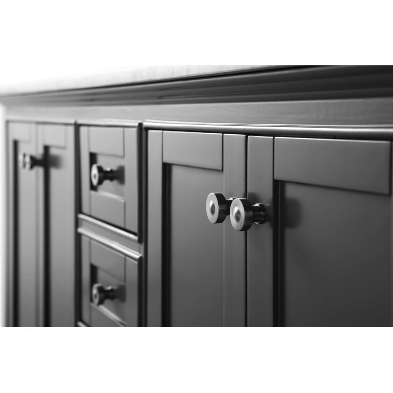 Audrey 60'' W Double Vanity, Carrara White, Brushed Nickel, Sapphire Gray