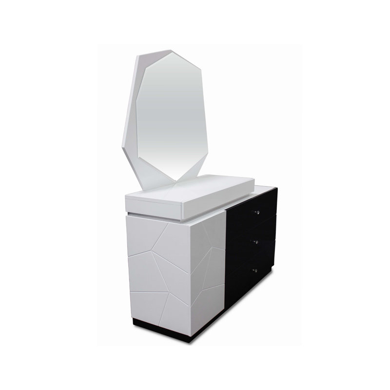 Athlone 54" White with Black Dresser & Mirror Set 