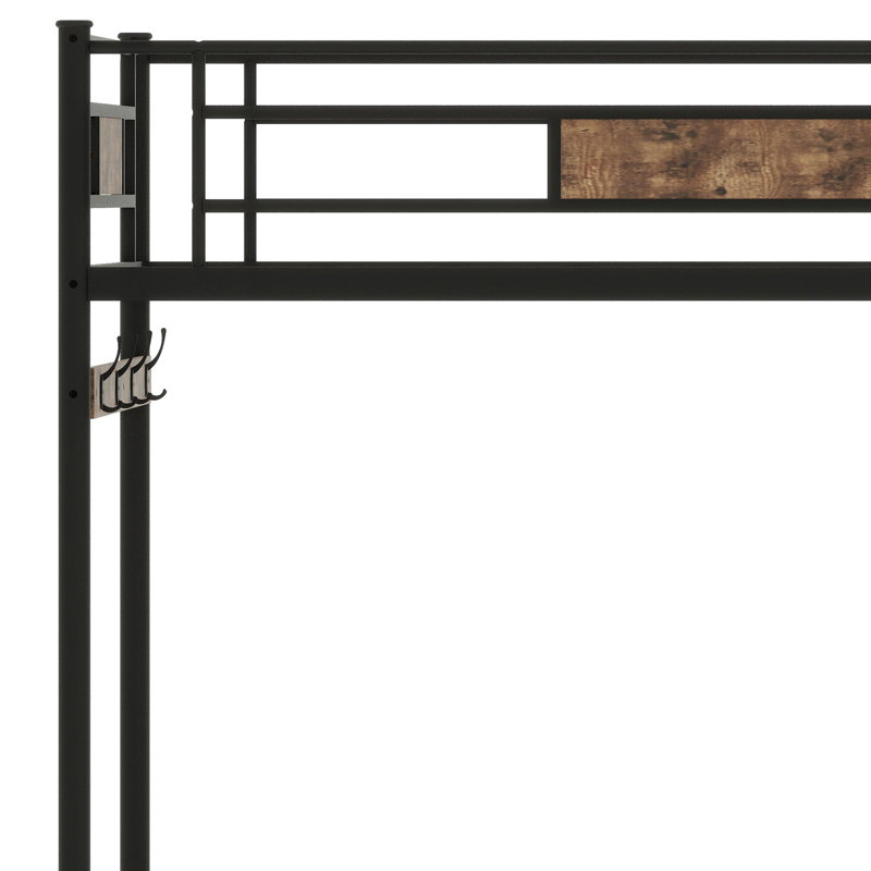 Lit mezzanine à lattes sécurisées avec rangement intégré et système de support sans ressorts