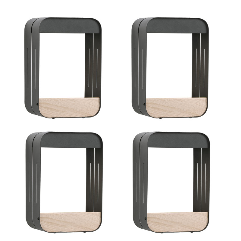 Metal Outdoor Walllight With Solar-Powered LED With Dusk To Dawn(Set Of 4), 9.95" H x 6.45" W x 4.65" D, Black