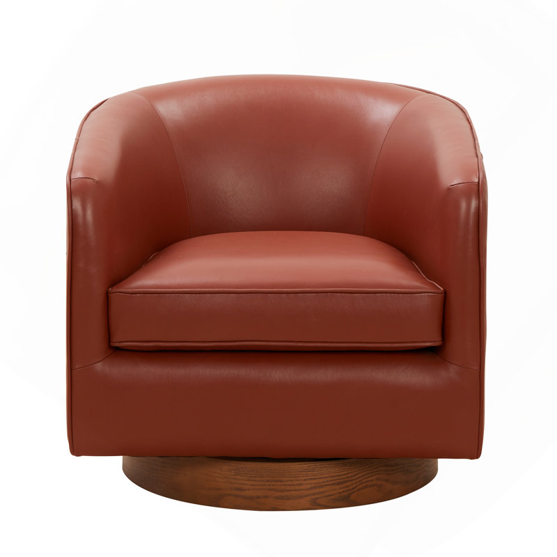Chaise pivotante en cuir caramel, Rouge