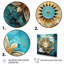 Ensemble d'art mural sur toile divin, mandala divin en or et turquoise III-93340062