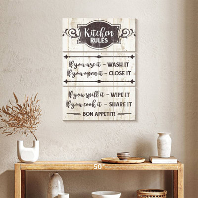 " Kitchen Rules Typography " 3 - Pieces