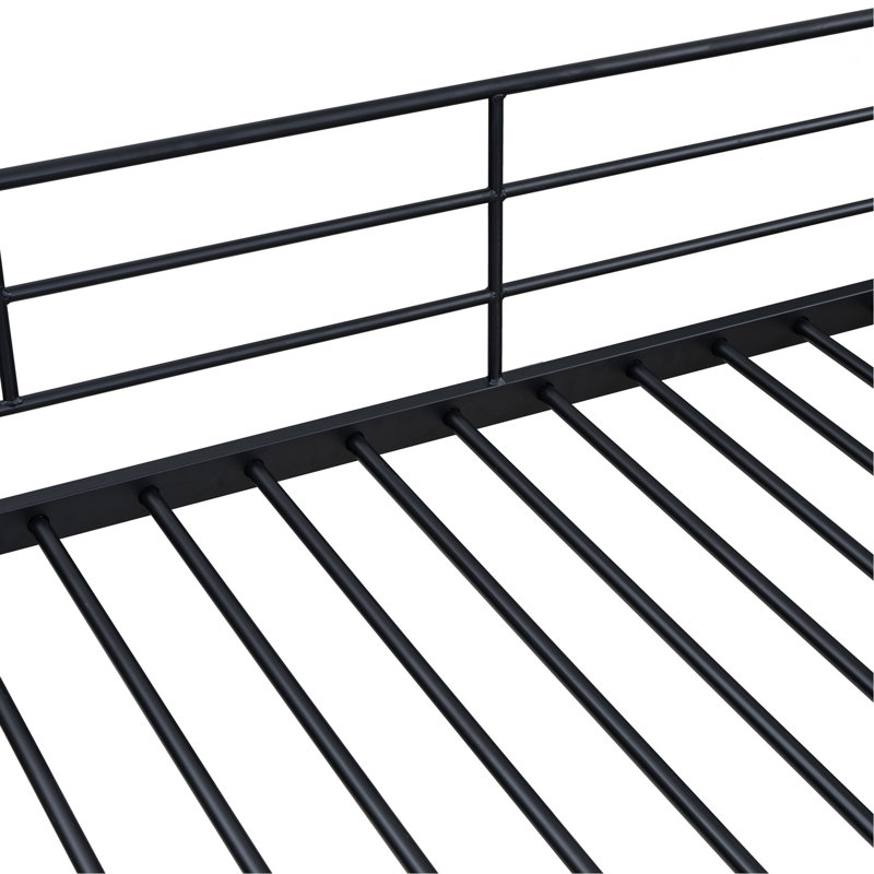 Full Over Full Metal Bunk Bed With Lateral Storage Ladder And Wardrobe, Black