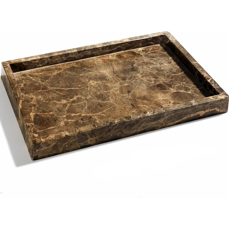 Natural Marble Tray For Bathroom & Vanity, Genuine Marble Stone Storage Tray For Home Decor, Kitchen, Dresser, Non-Resin Non-Ceramic Luxury Organizer With Unique Veining