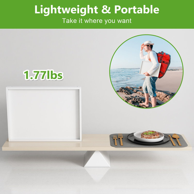 Table de plateau de lit avec pieds pliants, déjeuner en bambou au lit, utilisé comme plateau de collation pour ordinateur portable, blanc