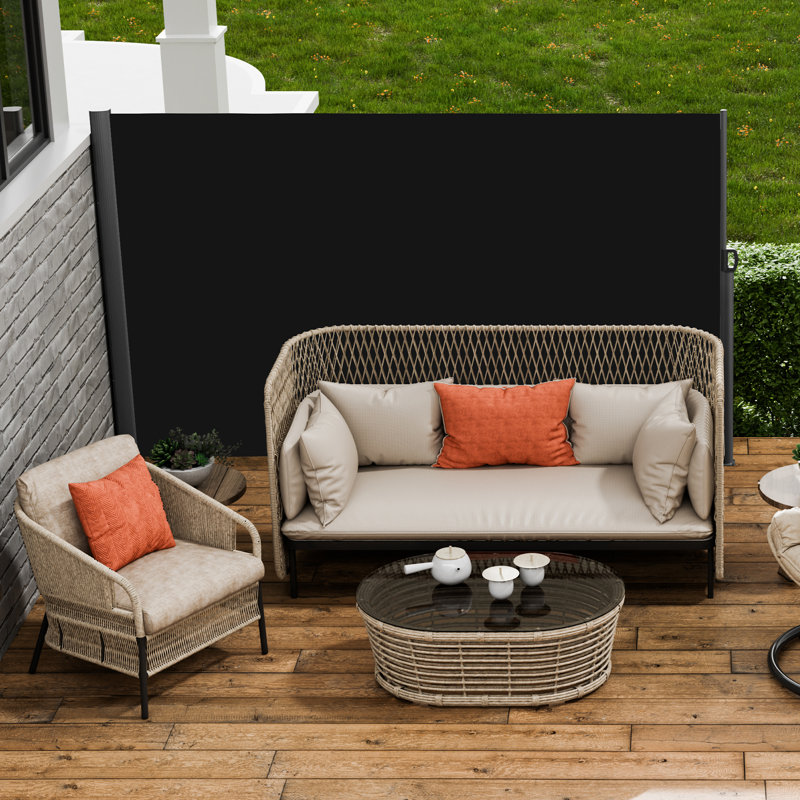 VEVOR 10cm D Polyester Cover Retractable Patio Awning, 160cm H x 300cm W x 10cm D, Black