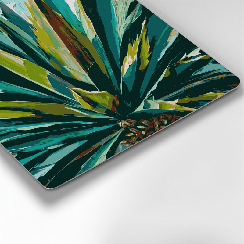 Yucca botanique vert, art mural en métal, 32" H x 32" W