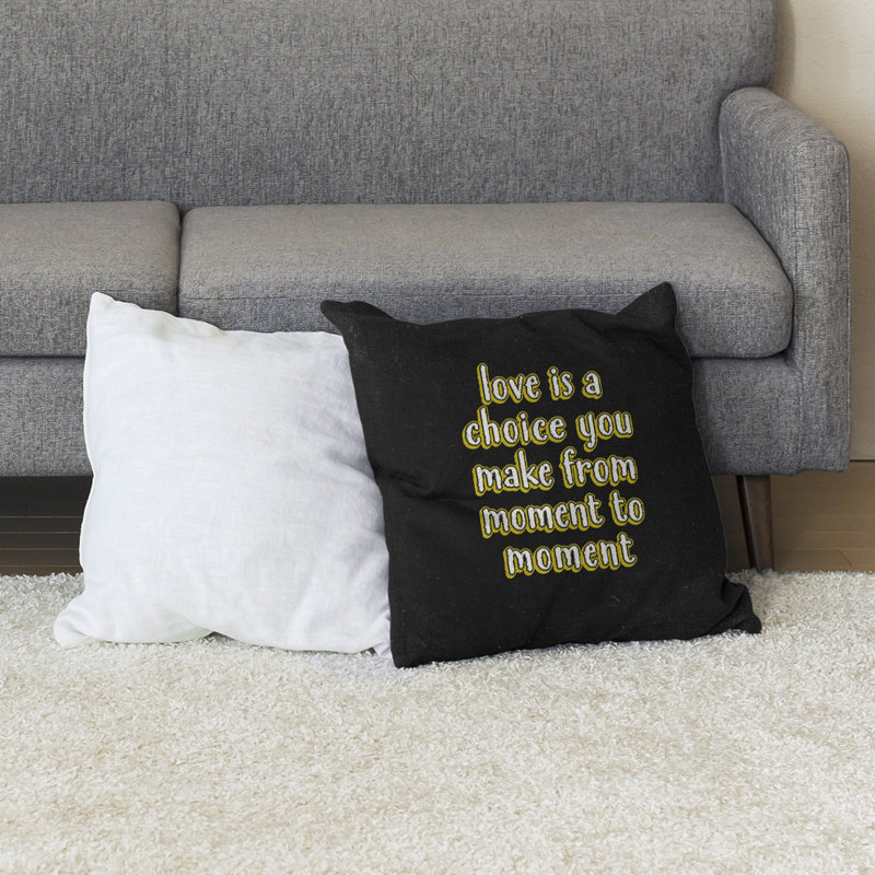 Coussin de sol Love is a choice, H 28 po x l 28 po, Jaune