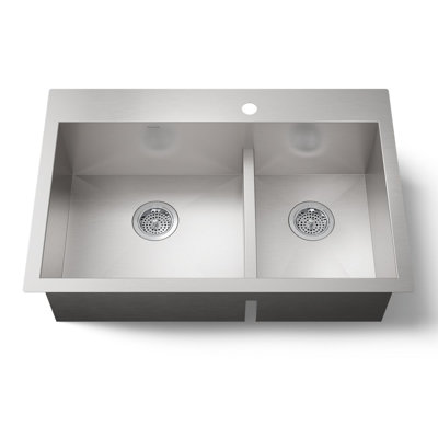 Évier de cuisine à montage sur plan avec 3 trous de robinet L 33 po x l 22 po Vault ™