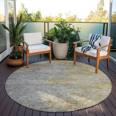Machine Washable Indoor/Outdoor Christain ACN1297 Gray Rug