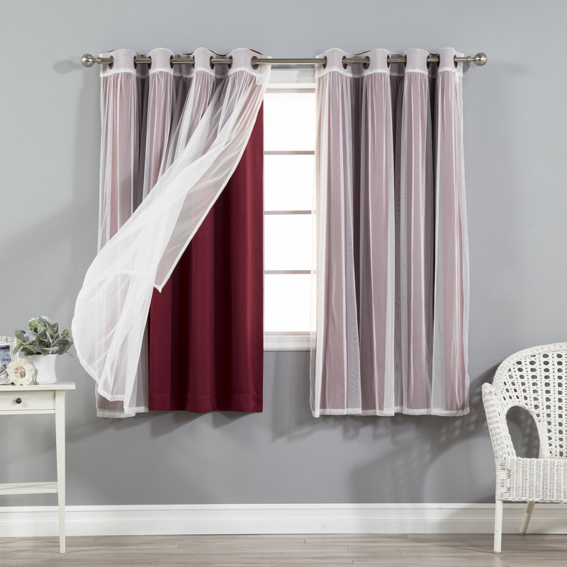 Granados Solid Room Darkening Thermal Grommet Curtain Panels, Burgundy, 52" W x 63" L