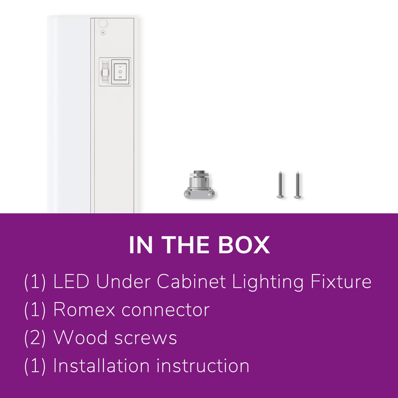 Éclairage sous-armoire à DEL 3 couleurs câblé Inlight de 12 pouces, sélectionnable 3000K / 4000K / 5000K, à intensité variable, fini blanc mat, homologué ETL, IN-0201-11-WH-345K
