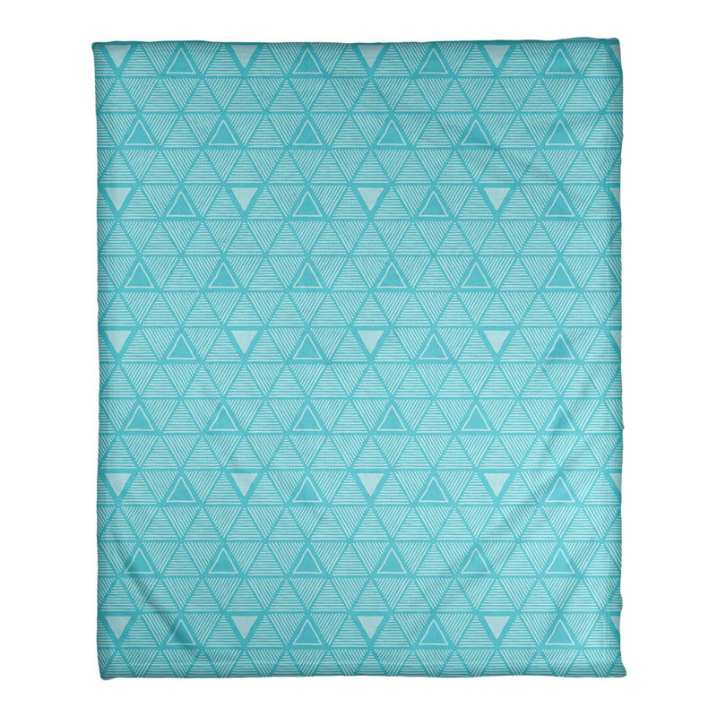 Couverture polairee triangles à la main, l 50 po x L 60 po, Bleu sarcelle
