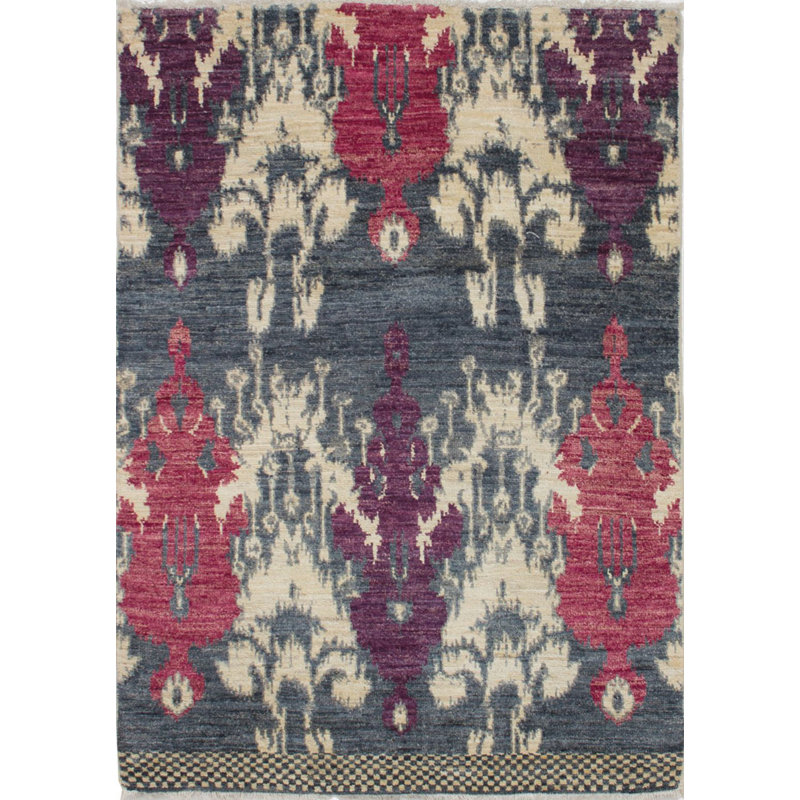 Tapis de zone en laine 4 pi 1 po x 5 pi 9 po noué la 1980 one-of-kind- "à la main 1980 tapis anatolia blue Céline