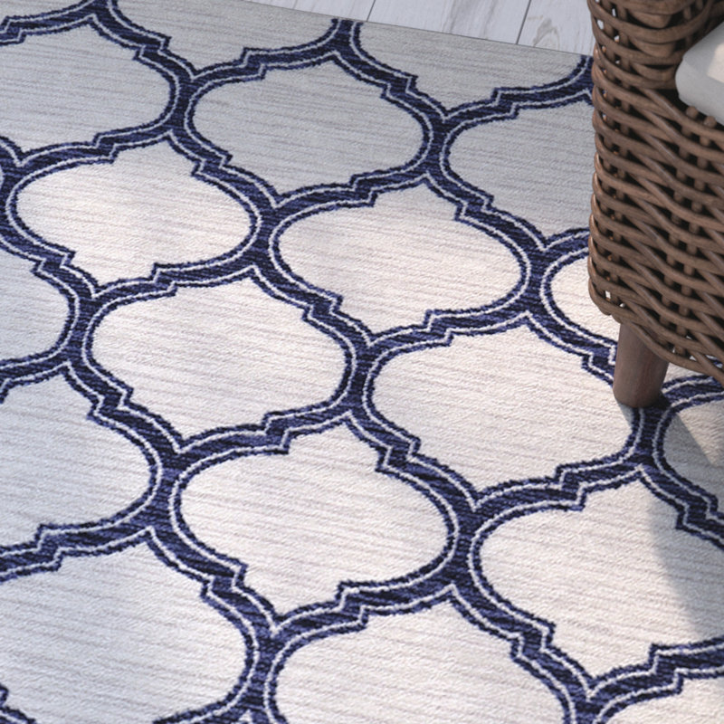 Tapis bleu / crème Elanya, Rectangle 5 pi x 7 pi