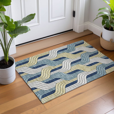 Machine Washable Indoor/Outdoor Lockway ACN2422 Mid-Century Modern Rug