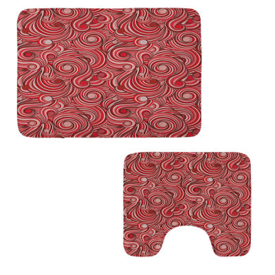 East Bathroom Rug Set 2 Pieces Rectangle & Contour Mats Rose Ruby Red