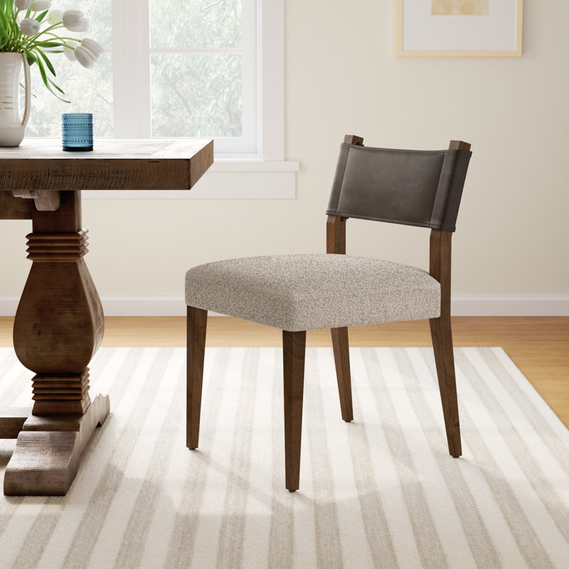 Lorretta Side Chair, Polyester/Leather Nubuck Charcoal, Brown