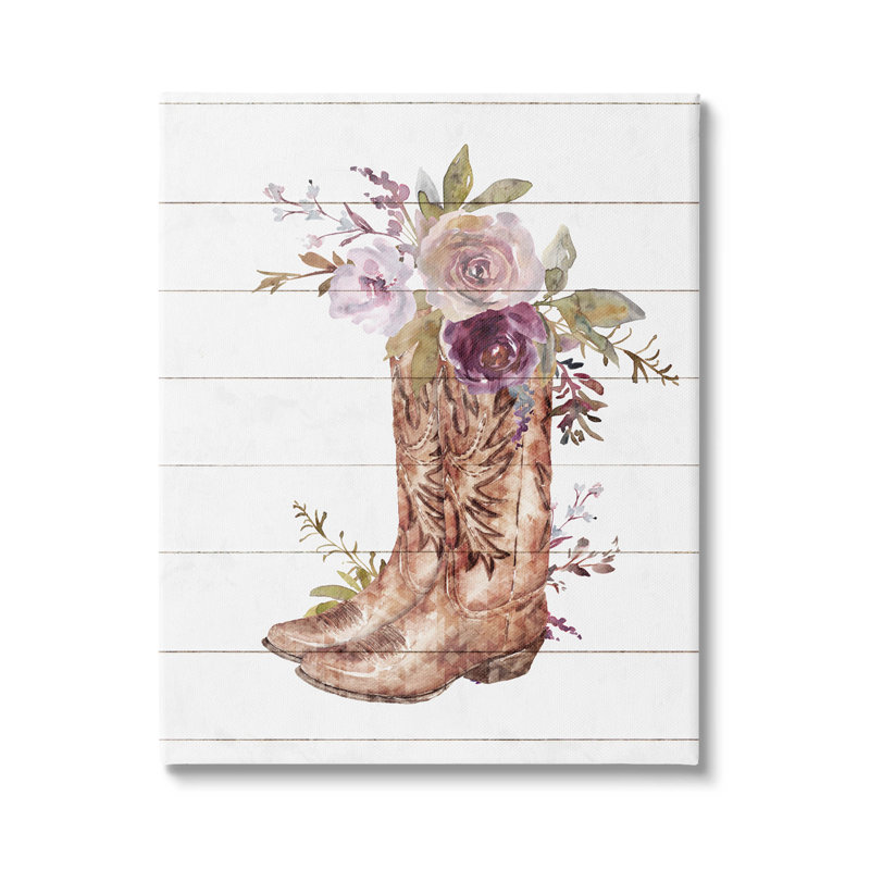 Bouquet de fleurs Country Cowboy par Nina Blue - peinture sur toile tendue, H 30 po x l 24 po x P 1,5 po