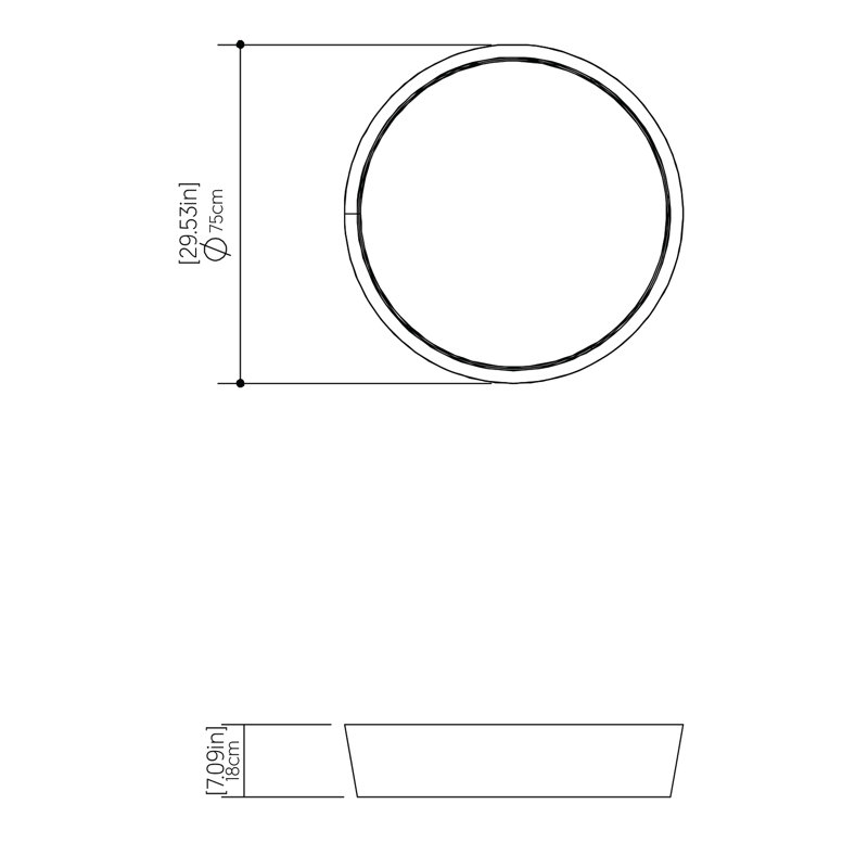 1 - Light LED Flush Mount, 7.02" H x 29.25" W x 29.25" D, Organic Gray