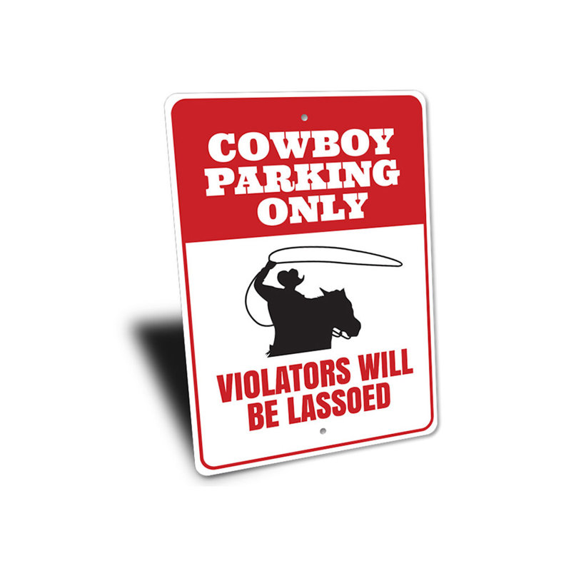 Enseigne de cowboy en aluminium, H 14 po x l 10 po x P 0,04 po