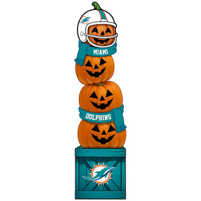 Miami Dolphins Pumpkin Stacked Leaner With Helmet