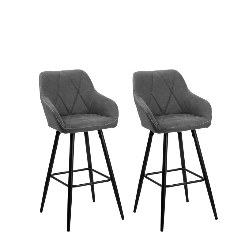 Maxman Upholstered Counter Stool with Metal Frame, Grey
