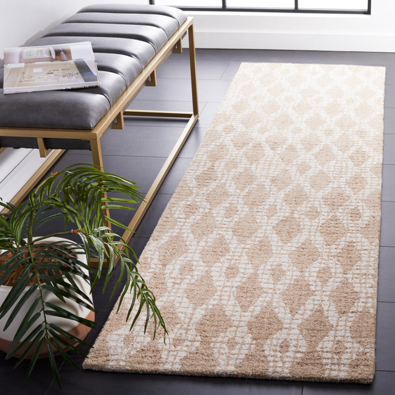 Abstract Hand Tufted Wool, Cotton Geometric Rug, Runner 2'3" x 8'