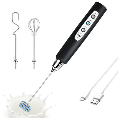 Stainless Steel Handheld Milk Frother Black